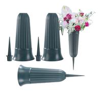 Tsffae 4pcs/set Cemetery Vase with Spikes Stake Grave Markers Garden Flower Pots Portable Grave Cone Vase Outdoor for Graves Cemetery