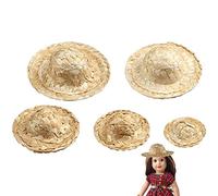 Tsffae 5pcs Doll House Straw Hat Miniature Straw Hat Doll House Decoration Diy Jewelry Accessories Mini Sunhat Ornament