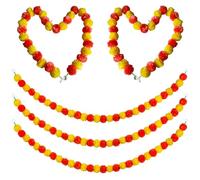 Tsffae 5pcs Marigold Flower Garland, Artificial Marigold Flowers, Day of the Dead Decorations Marigold Garland Marigold Flowers for Diwali Festival Halloween Decor