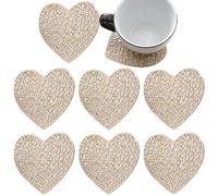 Tsffae 8pcs Heart Shape Coaster for Drinks, Hollow Out Heart Cup Pads Non-slip Heat Insulation Place Mats for Kitchen Dinner Table Decorations