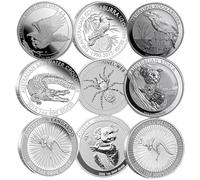 Tsffae 9pcs Australia Wildlife Commemorative Coins Kookaburra + Spider +koala +eagle Animal Souvenir Medals, Collectible Silver-plated Coin Set