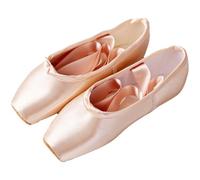 Tsffae Adult Ballet Dance Shoes, Strappy Ballet Pointe Shoes with Ribbons, Ballet Flat Leather Split Sole for Women Girls, Size 24.5-25cm, Color As Shown