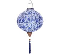 Tsffae Blue and White Porcelain Lantern Oriental Chinese Lantern Retro Lantern Hanging Decoration for Wedding Party Spring Festival Outdoor Garden Home Decoration