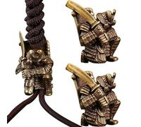 Tsffae Brass Antique Japanese Broadsword Samurai Lanyard 2pcs Bead Paracord Beads Keychain Tool Diy Necklace Backpack Pendant Accessories