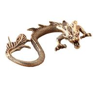 Tsffae Brass Dragon Figurine Desktop Home Decor Vintage Tea Pet Ornaments Fengshui Chinese Dragon Zodiac Animal Ornament Figurine Brass Dragon Miniatures
