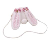 Tsffae Bunny Crossbody Bag, Cute Plush Rabbit Ears Wallets Lolita Handbag Mini Coin Pouch Lovely Fluffy Animal Purse for Women
