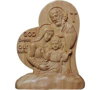 Tsffae Catholic Holy Family Statue, Jesus Mary Figurine, Brown, Neutral