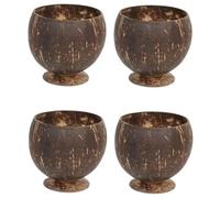 Tsffae Coconut Cup, 4pcs Coconut Shell Beer Coffee Cold Drink Cup Coconut Bowlhawaiian Party Cups Wine Cups Teacup Water Glasses Camping Cup Kitchen Decoration