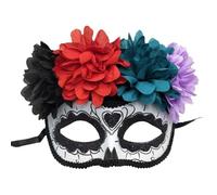 Tsffae Female Prom Masks Halloween Party Props Mexican Day of the Dead Cosplay Costume Skull Flower Eye Mask Female Masquerade Mask Carnival Venetian Mask