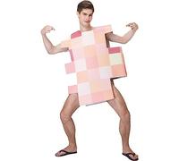 Tsffae Funny Adult Mosaic Costume Novelty Fancy Dress Cosplay Costume Couple Naked Sims Costume for Halloween Party