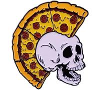 Tsffae Halloween Horror Skull Brooch Pizza Skeleton Pin Gothic Halloween Lapel Pin Alloy Skull Badge Backpack Clothing Hat Accessories