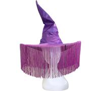 Tsffae Halloween Witch Hat with Tassel for Women Wicked Witch Hat Devil Wizard Hat for Masquerade Halloween Costume Cosplay Party Accessory