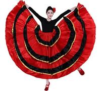 Tsffae Ladies Spanish Dance Performance Skirt Belly Dance Full Circle Skirt Flamenco Dance Opening Group Clothes Dance Skirt Ballroom Practice Big Swing Skirt