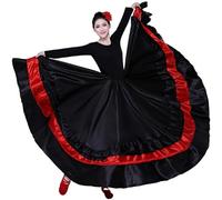 Tsffae Ladies Spanish Dance Performance Skirt Belly Dance Full Circle Skirt Flamenco Dance Opening Group Clothes Dance Skirt Ballroom Practice Big Swing Skirt