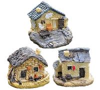 Tsffae Miniature Bonsai 3pcs Mini Village Stone Houses Micro Landscape Yard Thumbnail House Miniature Garden Ornaments Accessories