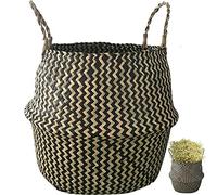 Tsffae Natural Seagrass Woven Storage Basket Laundry Basket with Handle