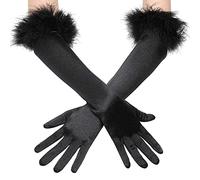 Tsffae Opera Gloves Long Glove 1920s Style Satin Feather Gloves Bridal Fancy Dress Gloves Wedding Prom Opera Gloves Elbow Length Classic Gloves