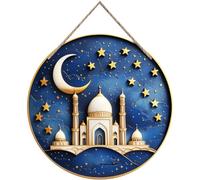 Tsffae Ramadan Door Sign Ramadan Decorations, Acrylic 3d Hanging Plaque Wreath Hanging Ornament for Eid Mubarak Muslim Wall Window Porch Decor
