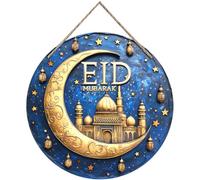 Tsffae Ramadan Door Sign Ramadan Decorations, Acrylic 3d Hanging Plaque Wreath Hanging Ornament for Eid Mubarak Muslim Wall Window Porch Decor