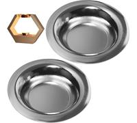 Tsffae Replacement Oil Warmer Dish 2pcs/set Wax Melt Warmer Liner Dish Round Metal Dish Candle Wamer Bowl Plate for Electric Lamps Oil and Tart Warmers