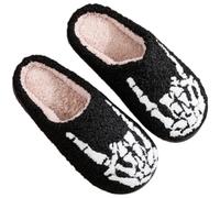 Tsffae Women's Fluffy Slippers Winter, Halloween Funny Slipper Ghost Scary Slipper Plush Memory Foam Slippers, Comfy Warm House Slippers for Men Women