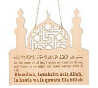Tsffae Wooden Ramadan Decoration Eid Mubarak Pray Hanging Pendant Home Decor Hajj Ramadan Kareem Islam Eid Gift Plaque Sign Adha