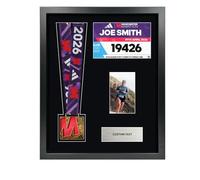 TSFS 2026 Manchester Marathon Medal and Number Framing Kit + Silver Metal Plaque - gift for him, gift for her (Portrait Photo Gap)
