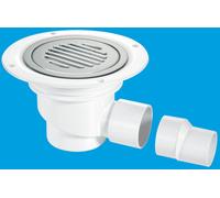 TSG1SS-SL-NSC 75mm Water Seal Trapped Gully, Clamp Ring and Cover Plate, 2" Horizontal Outlet and 2" x 1.5" Socket Reducer McAlpine White One Size