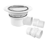 TSG52SS TRAPPED Shower Gully 50MM Water Seal, Suitable for Vinyl Floors, Horizontal Outlet, Socket Reducer Included, 1 in Pack