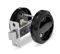 Tsgaozu Round Recessed Door Lock, Stainless Steel 304 Hidden Recessed Cup Door Handle, Furniture Pulls Latch Knob for Privacy Pocket Door,Flat Door knob, Silver (Black)