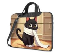 TSGB Laptop Sleeve Adorable Black Cat With White Scarf Laptop Bag 17 Inch Laptop Bag Laptop Case 16 Inch(26x36cm)