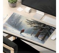 TSGB Motivational Mouse Pad Winter Solitude: A Man In The Snowy Forest Mouse Pad Desk Pad Large Desk Pad Large