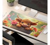 TSGB Mouse Pad Work Funny Adorable Highland Cow In A Flower Basket Mouse Pad Desk Pads Large Mousepad