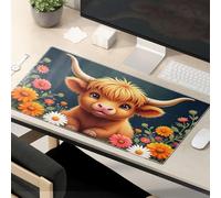 TSGB Mouse Pad Work Funny Adorable Highland Cow In A Flower Garden Mouse Pad Desk Pads Large Mousepad