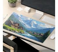TSGB Mouse Pad Work Funny Mountain Village With River And Snow-Capped Peaks Mouse Pad Desk Pads Computer Mat For Desk