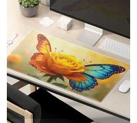 TSGB Mouse Pad Work Funny Nature'S Harmony: Butterfly And Rose In Bloom Mouse Pad Desk Pads Large Mousepad