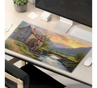 TSGB Mouse Pad Work Funny Vintage Mill By The River At Sunset Mouse Pad Desk Pads Large Mousepad