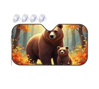 TSGB Sun Shade For Car Autumn Forest With Bears And Flowers Car Windshield Sunshade Sun Shade For Car Window Window Sun Shade For Car(76x140cm)