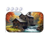 TSGB Sun Shade For Car Autumn Serenity: A Rustic Mill By The River Car Windshield Sunshade Sun Shade For Car Window Window Sun Shade For Car(70x130cm)