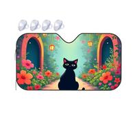 TSGB Sun Shade For Car Black Cat In A Colorful Garden Car Windshield Sunshade Sun Shade For Car Window Window Sun Shade For Car(70x130cm)