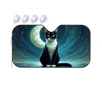 TSGB Sun Shade For Car Black Cat Under The Moonlit Sky Car Windshield Sunshade Sun Shade For Car Window Window Sun Shade For Car(76x140cm)
