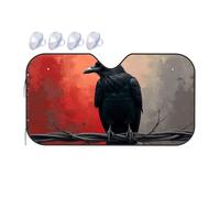 TSGB Sun Shade For Car Black Crow On A Wire: A Mysterious Artwork Car Windshield Sunshade Sun Shade For Car Window Window Sun Shade For Car(76x140cm)