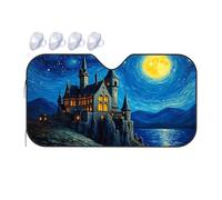 TSGB Sun Shade For Car Castle By The Lake Under A Starry Night Car Windshield Sunshade Sun Shade For Car Window Window Sun Shade For Car(76x140cm)