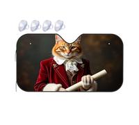 TSGB Sun Shade For Car Cat In Red Suit Holding Diploma Car Windshield Sunshade Sun Shade For Car Window Window Sun Shade For Car(70x130cm)