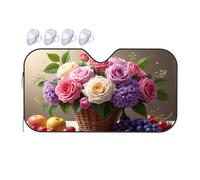 TSGB Sun Shade For Car Floral Basket With Fruits: A Colorful Arrangement Car Windshield Sunshade Sun Shade For Car Window Window Sun Shade For Car(76x140cm)