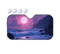 TSGB Sun Shade For Car Full Moon Over The Ocean Waves Car Windshield Sunshade Sun Shade For Car Window Window Sun Shade For Car(76x140cm)