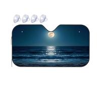 TSGB Sun Shade For Car Full Moon Over The Ocean Waves Car Windshield Sunshade Sun Shade For Car Window Window Sun Shade For Car(76x140cm)