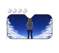TSGB Sun Shade For Car Girl Gazing At The Starry Sky Car Windshield Sunshade Sun Shade For Car Window Window Sun Shade For Car(70x130cm)