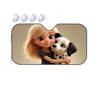 TSGB Sun Shade For Car Girl Hugging Her Spotted Dog Car Windshield Sunshade Sun Shade For Car Window Window Sun Shade For Car(70x130cm)