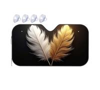 TSGB Sun Shade For Car Golden And Silver Feathers On Black Background Car Windshield Sunshade Sun Shade For Car Window Window Sun Shade For Car(70x130cm)